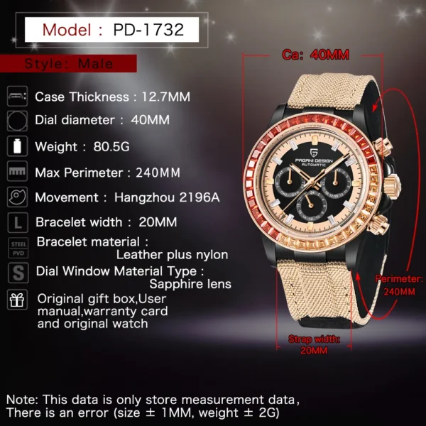 Hafta bazar by Pagani Design PD-1732 Luxury Chronograph Luxe Edition wristwatch featuring an elegant chronograph dial, luxury detailing, and a premium stainless steel bracelet.