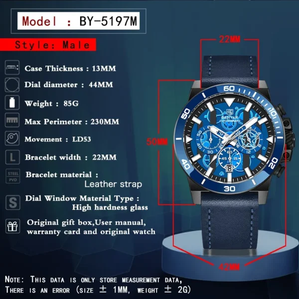 Hafta Bazar by Benyar-5197 Erkek Signature Series men's wristwatch featuring a bold dial design, chronograph subdials, and a durable stainless steel strap.