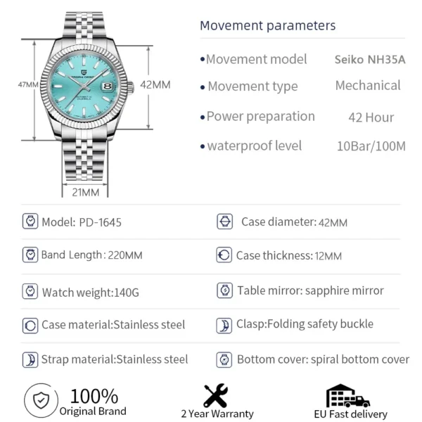Hafta Bazar by Pagani-5160M Date Just Automatic Prestige Series wristwatch featuring a classic dial with date display, automatic movement, and a stainless steel strap.
