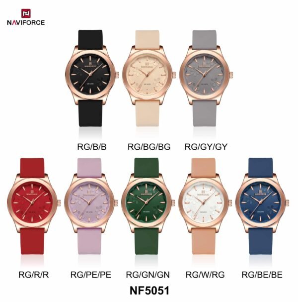 Naviforce NF 5051 PureFemme women’s wristwatch with silicone strap and elegant dial design