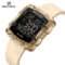 Alt Text: Naviforce NF-7121 Digitron square-dial women’s digital watch with soft silicone strap and bright LCD display.