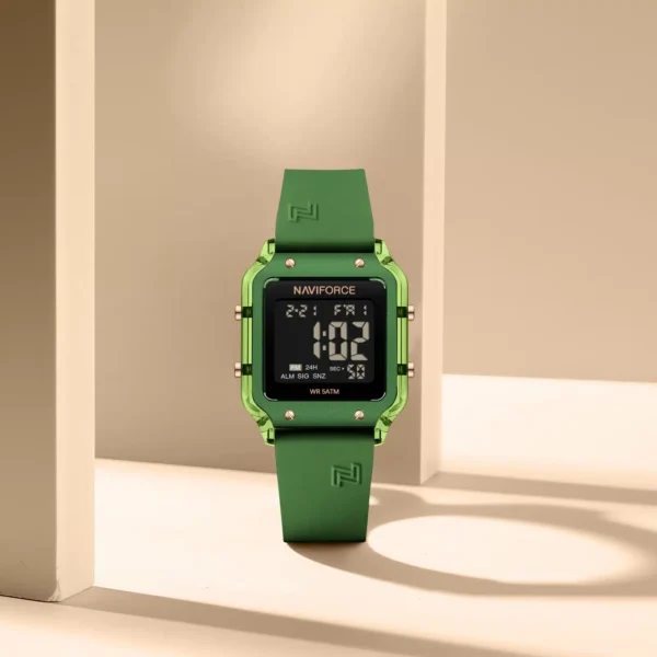 Naviforce NF-6105 SmartAura women’s digital watch with square dial and silicone strap