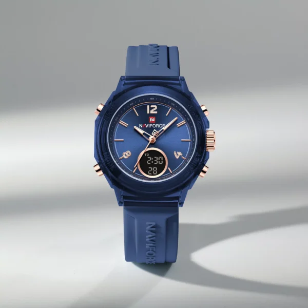 Naviforce NF-7109 Equinox Series watch with dual analog-digital display and soft silicone strap.