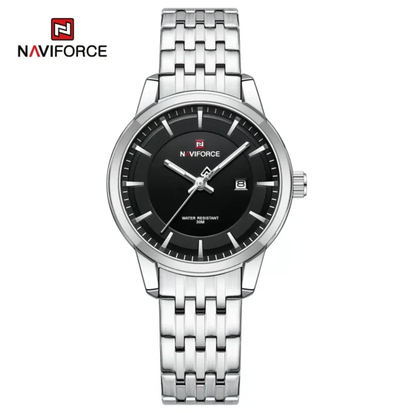 Naviforce NF-9228 Eclipse Edition men’s stainless-steel analog wristwatch with date display.