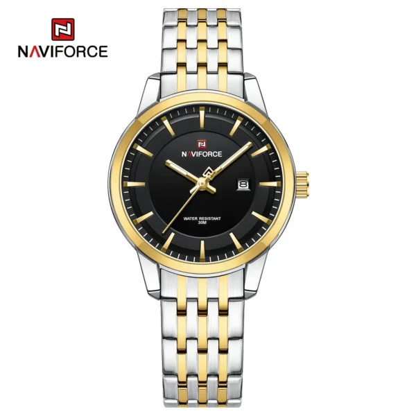 Naviforce NF-9228 Eclipse Edition men’s stainless-steel analog wristwatch with date display.