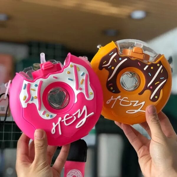 Hafta Bazaar by “Donut-themed straw tumbler beaker for girls and boys with spill-resistant lid.”