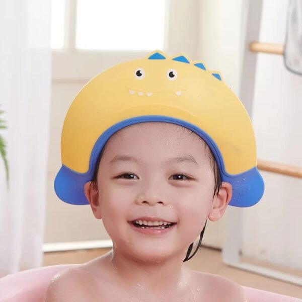 Hafta Bazaar by “Cute dinosaur-themed baby shower cap that keeps water and shampoo out of a baby’s eyes during bath time.”