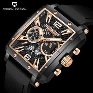 Hafta Bazaar by Pagani Design PD-1725 Square Series watch with a modern square case, sleek dial design, and stainless-steel bracelet.