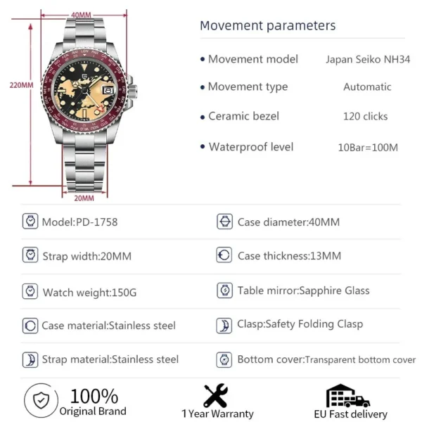 Hafta Bazar by Pagani Design PD-1758 Prestige Luxury Series wristwatch featuring a refined luxury dial, polished markers, and a premium stainless steel bracelet.