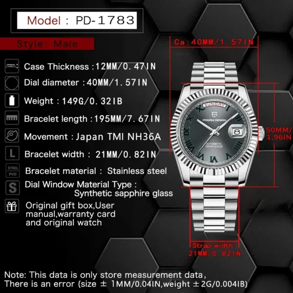 Hafta Bazar by Pagani Design ST16 Day-Date President Luxury Series wristwatch featuring a classic day-date display, fluted bezel, and a premium President-style bracelet.
