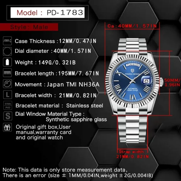 Hafta Bazar by Pagani Design ST16 Day-Date President Luxury Series wristwatch featuring a classic day-date display, fluted bezel, and a premium President-style bracelet.
