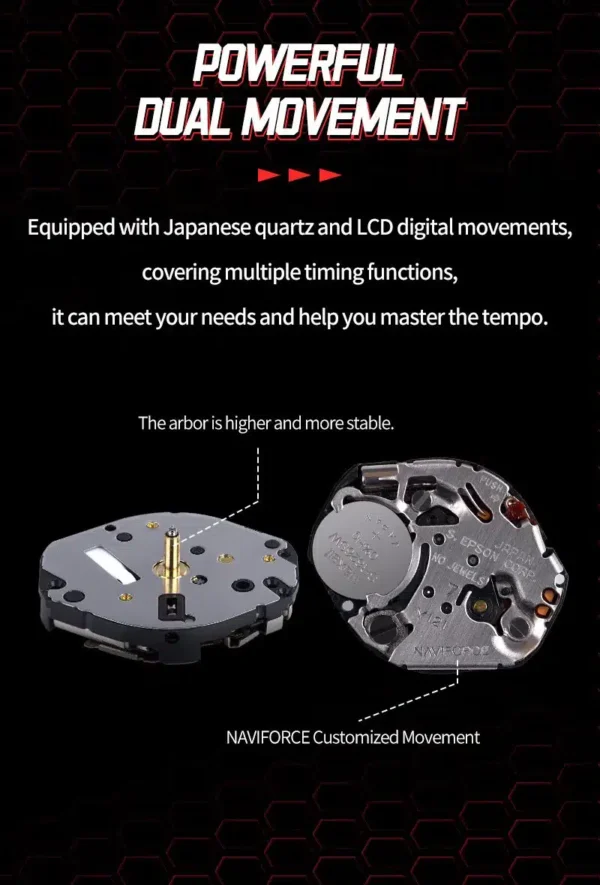 “Naviforce NF-9219 Doppio Edition men’s luxury watch featuring a dual-time display, stainless-steel build, and elegant modern dial design.”