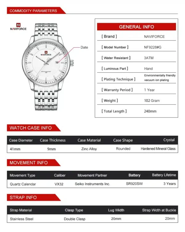 Naviforce NF-9228 Couple Connect Edition – matching men’s and women’s stainless-steel wristwatch set.