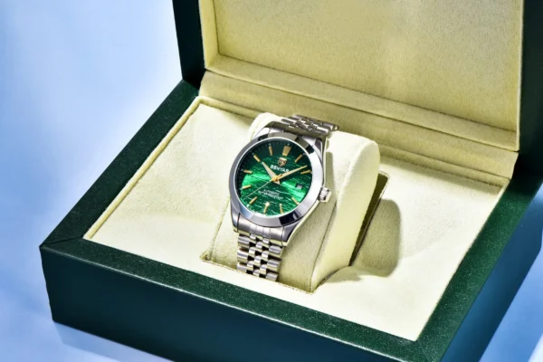 Hafta Bazar by Benyar-5208 Signature Automatic Elite Series watch with an open-heart automatic movement, textured dial, and a stainless steel strap.