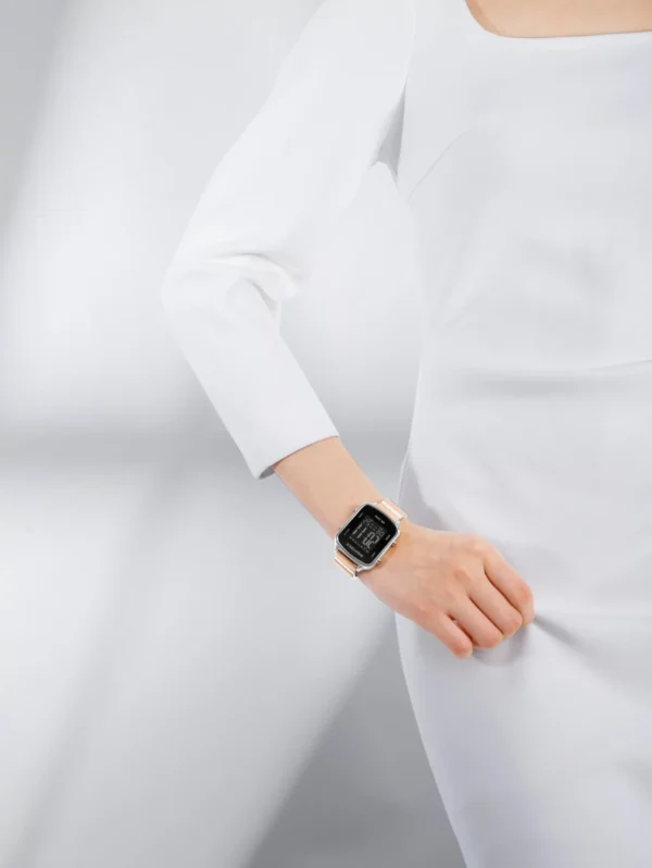 “Naviforce NF-5058 women’s pixel-style elegant wristwatch with a minimalist square dial and stainless-steel strap.”