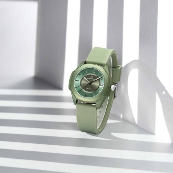 Naviforce NF7107 Grace Date women’s watch with a lightweight silicone strap and stylish analog dial.