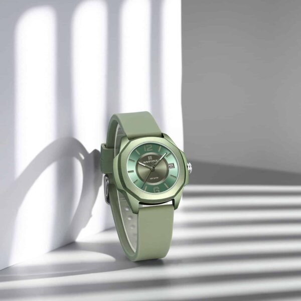 Naviforce NF7107 Grace Date women’s watch with a lightweight silicone strap and stylish analog dial.