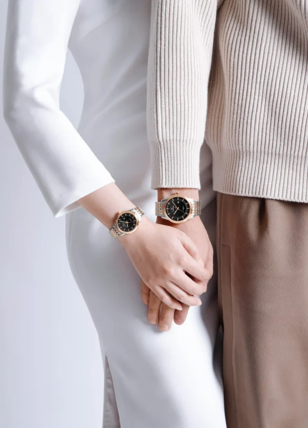 Hafta Bazaar by Naviforce 9228 Connect Series couple watches featuring matching minimalist dials, stainless-steel cases, and coordinated elegant designs.