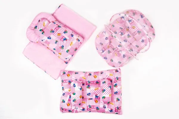 Hafta Bazaar by 8-piece newborn baby bedding set with carry nest, pillow, bolsters, quilt, and soft bedding accessories.