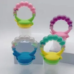 Hafta Bazaar by “Baby rattle fruit pacifier made with soft silicone for safe feeding, teething, and playful sound.”