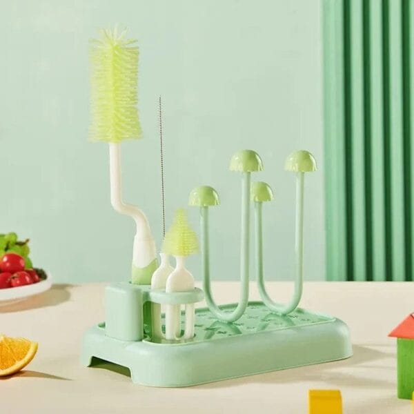 Hafta Bazaar by “Drain rack with cleaning brush used for drying baby bottles, cups, and feeding accessories.”