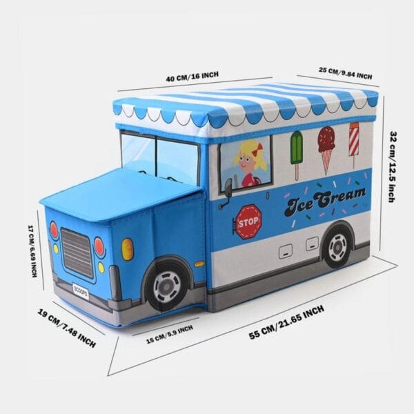 Hafta Bazaar by “Bus-shaped kids storage box for organizing toys and playroom items.”