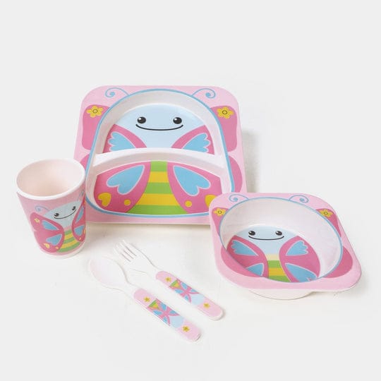 Hafta Bazaar by “5 pieces kids dinner set including plate, bowl, cup, spoon and fork made from safe BPA-free material.”