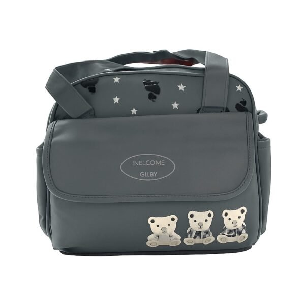 Hafta Bazaar by “Gilby Welcome premium grey mother bag with multiple compartments for baby essentials.”