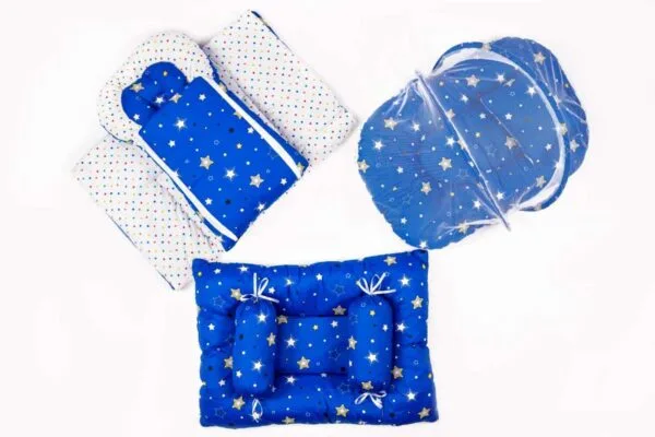 Hafta Bazaar by 8-piece newborn baby bedding set with carry nest, pillow, bolsters, quilt, and soft bedding accessories.