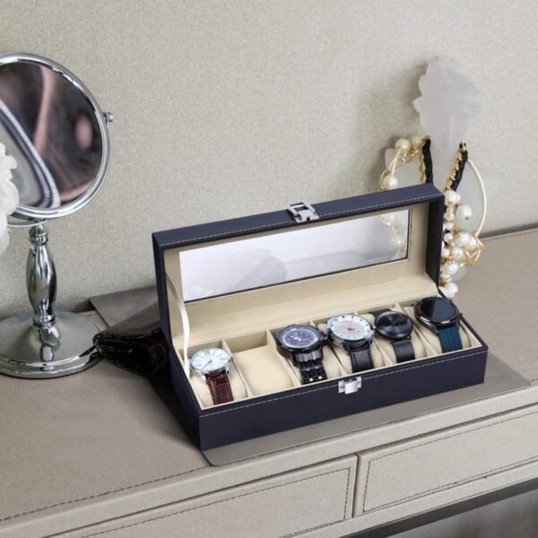 Hafta Bazaar By Premium imported 6-slot watch box with cushioned interior and box packing for watch storage.