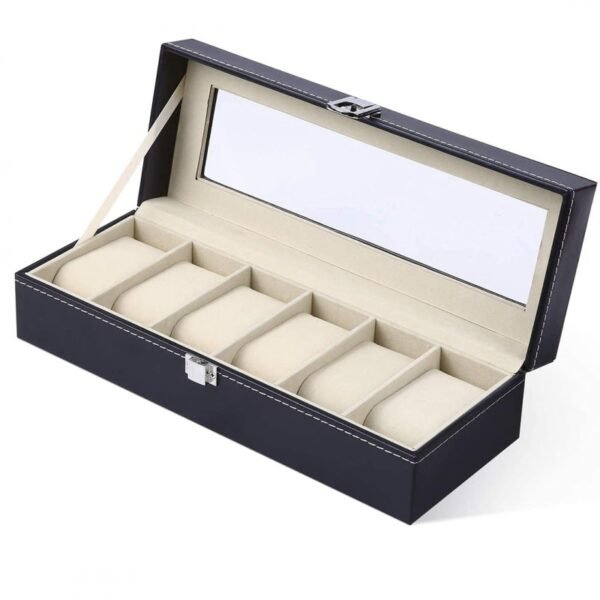 Hafta Bazaar By Premium imported 6-slot watch box with cushioned interior and box packing for watch storage.