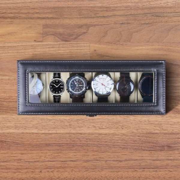 Hafta Bazaar By Premium imported 6-slot watch box with cushioned interior and box packing for watch storage.