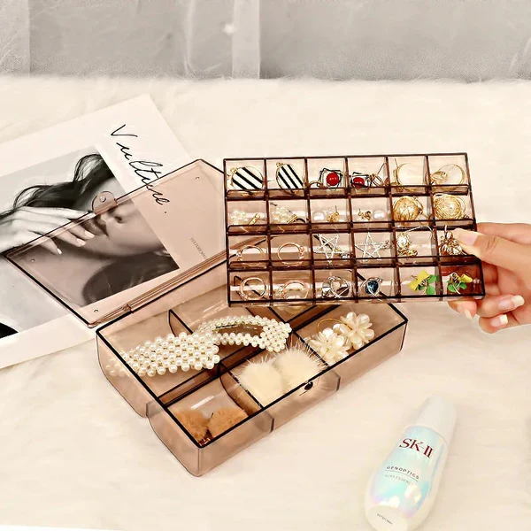 hafta bazaar by Rectangle transparent jewellery organizer with multiple layers for accessory storage.