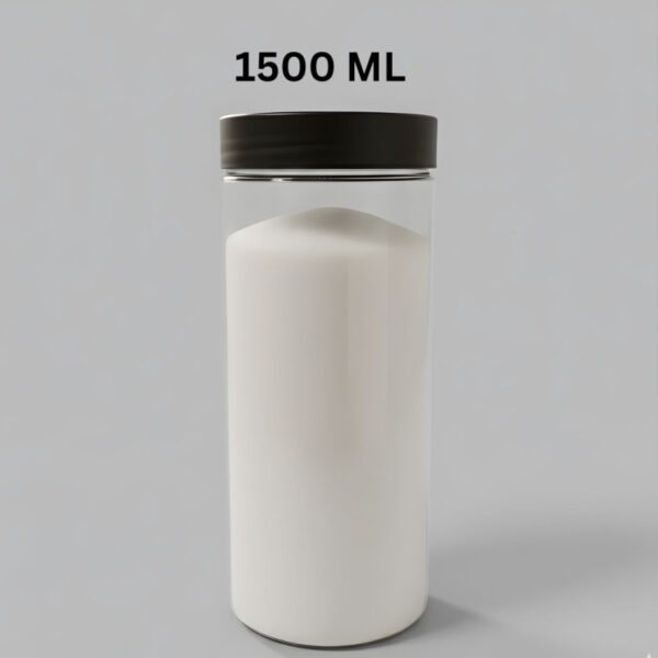 hafta bazaar by 1500ml transparent jar with airtight lid for food and household storage.