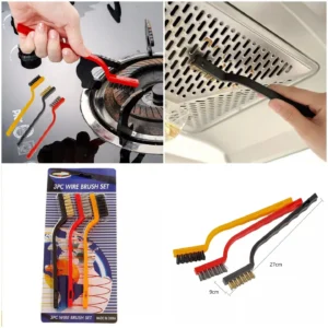 hafta bazaar by Three-piece wire brush set designed for cleaning metal surfaces and removing rust.