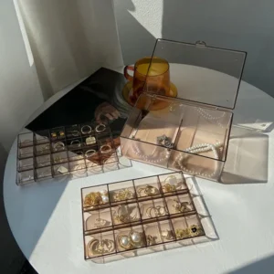 hafta bazaar by Rectangle transparent jewellery organizer with multiple layers for accessory storage.