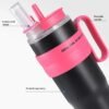 hafta bazaar by 40oz stainless steel insulated water bottle with handle and straw for travel and outdoor use.
