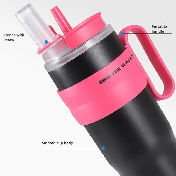hafta bazaar by 40oz stainless steel insulated water bottle with handle and straw for travel and outdoor use.