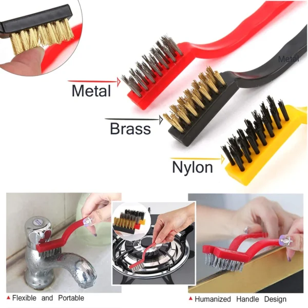 hafta bazaar by Three-piece wire brush set designed for cleaning metal surfaces and removing rust.