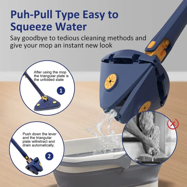 hafta bazaar by Triangle twist mop with microfiber pad for corner and floor cleaning.
