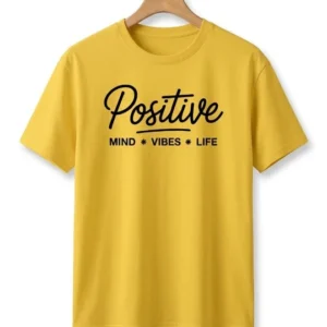 Positive Mind Vibes Graphic Yellow T-Shirt