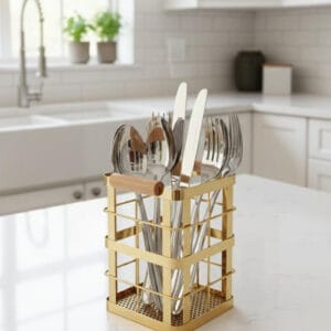 Luxury Golden Spoon Holder with Wooden Handle
