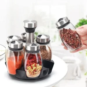 6pcs Spice Shaker Set With Rotating Stand