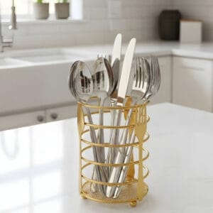 Luxury Golden Spoon Holder with Bamboo Tray