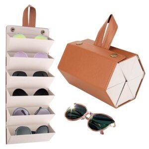 6 Slot Luxury Leather Sunglasses Organizer